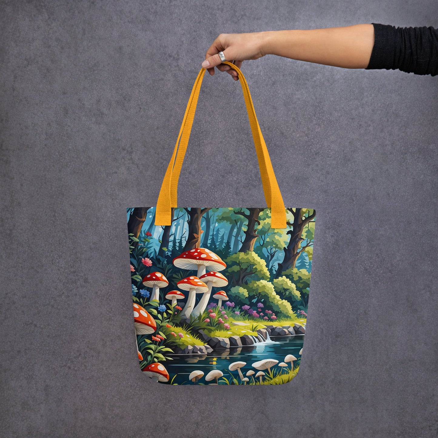 Mushrooms By The River II Tote Bag - Tote Bags - Discovery Co.