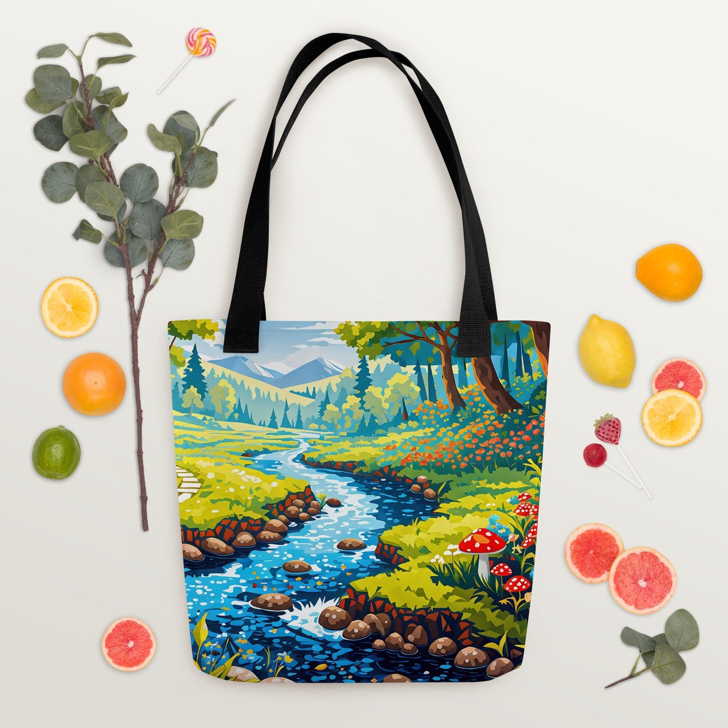 Mushrooms By The River II Tote Bag - Tote Bags - Discovery Co.
