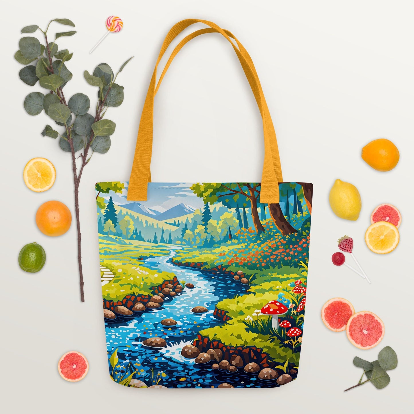 Mushrooms By The River II Tote Bag - Tote Bags - Discovery Co.