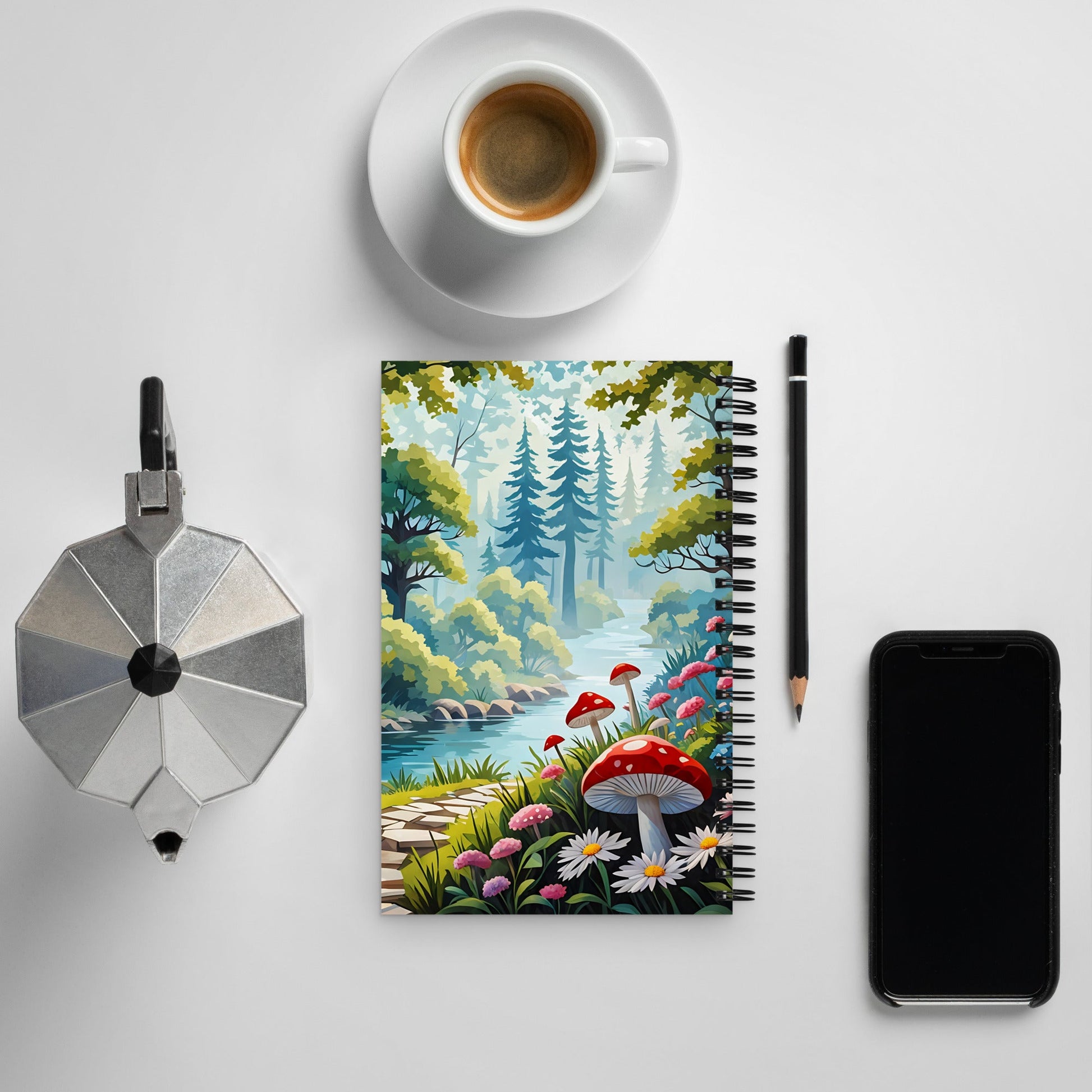 Mushrooms By The River Spiral Notebook - Spiral Notebooks - Discovery Co.