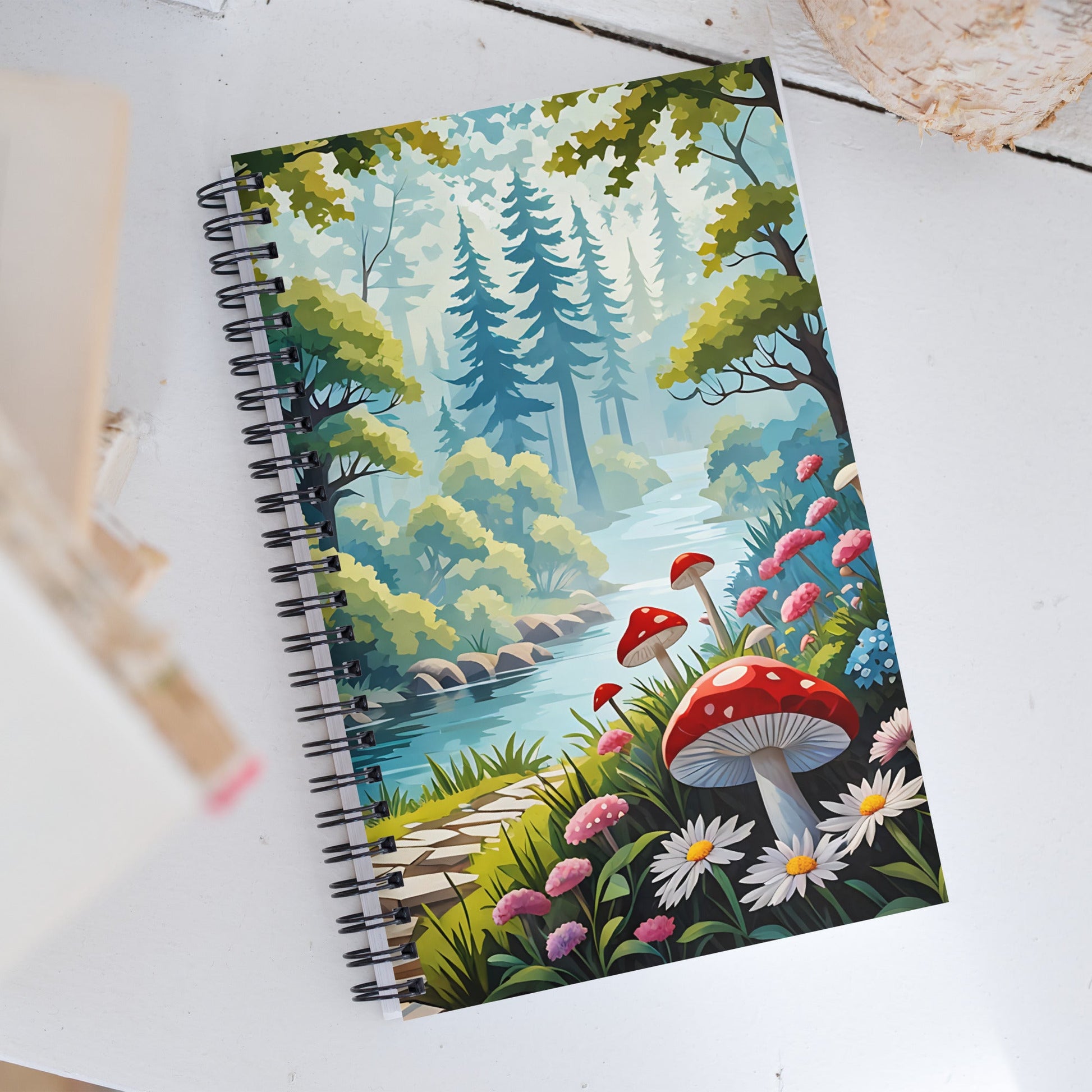 Mushrooms By The River Spiral Notebook - Spiral Notebooks - Discovery Co.