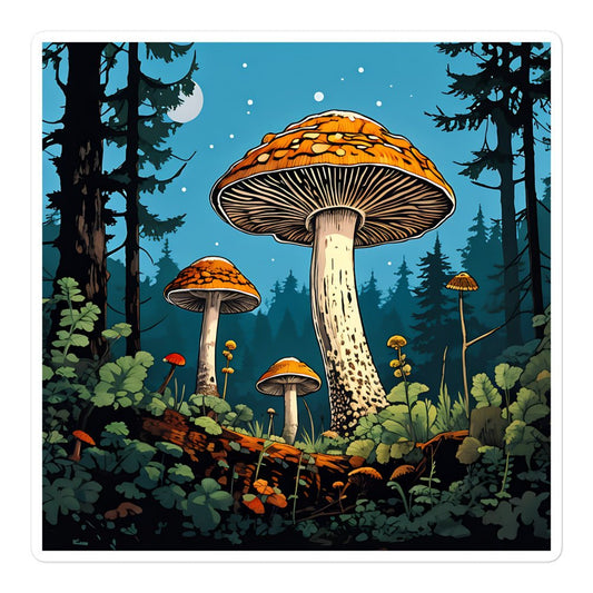 Mushrooms Forest At Night Bubble-free Stickers - Stickers - Discovery Co.