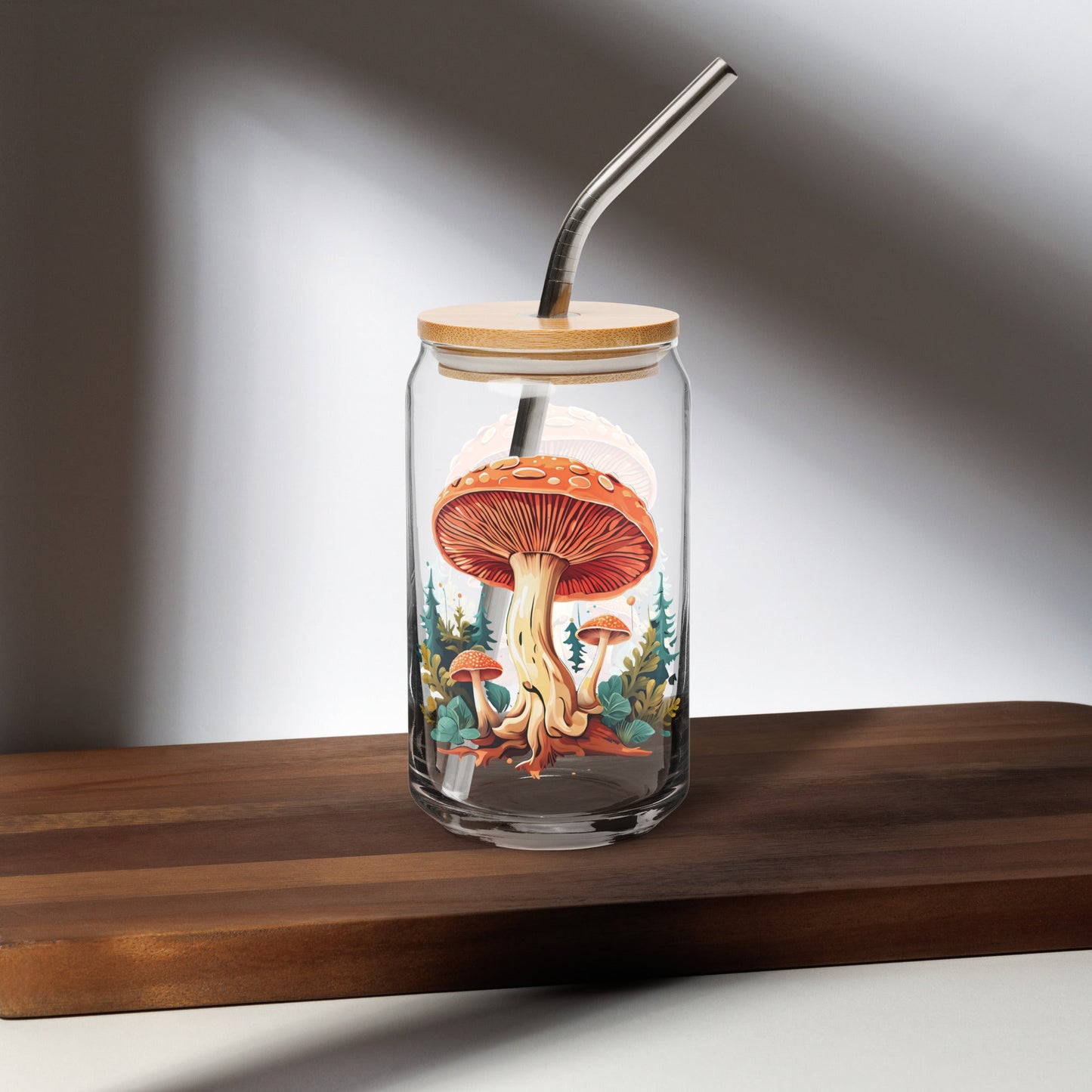 Mushrooms In The Forest Can - Shaped Glass - Can - Shaped Glass - Discovery Co.