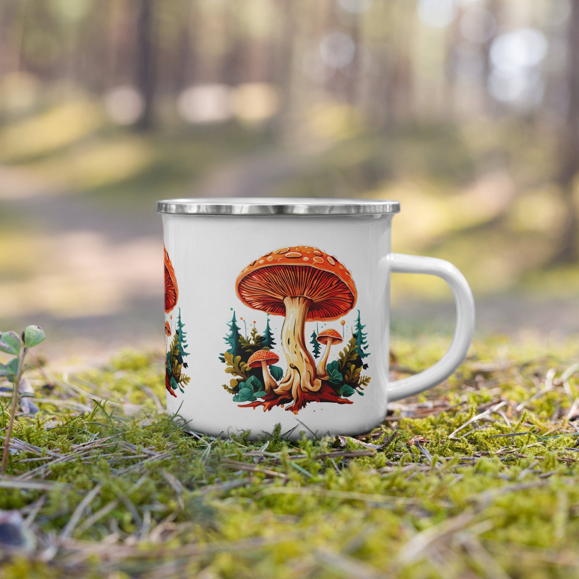 Mushrooms In The Forest Enamel Mug (12 oz) - Mugs - Discovery Co.