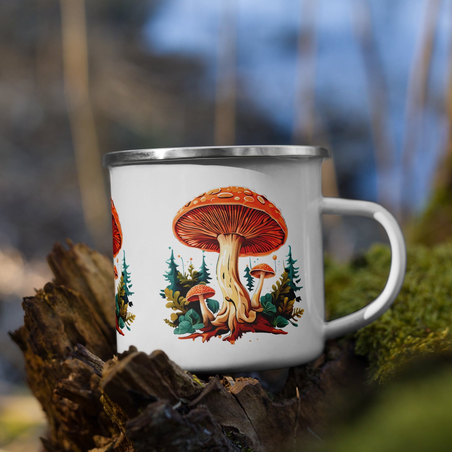 Mushrooms In The Forest Enamel Mug (12 oz) - Mugs - Discovery Co.