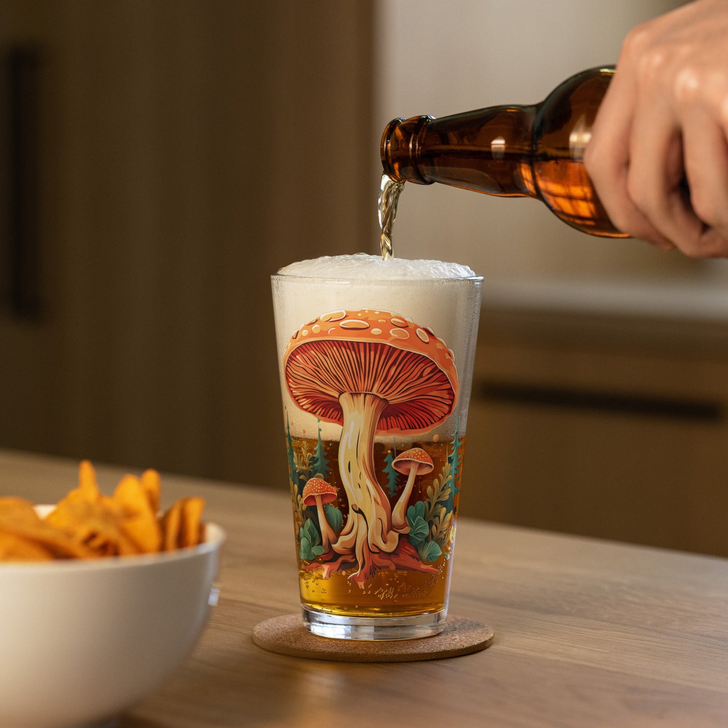 Mushrooms In The Forest Pint Glass (16 oz) - Beer Glass - Discovery Co.