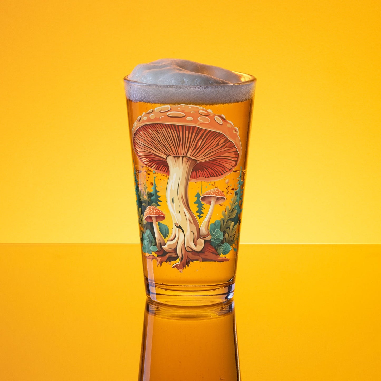 Mushrooms In The Forest Pint Glass (16 oz) - Beer Glass - Discovery Co.