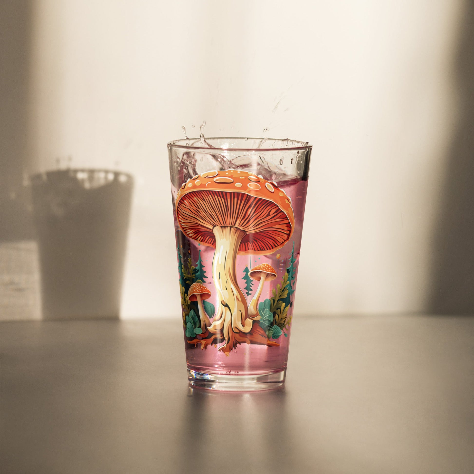 Mushrooms In The Forest Pint Glass (16 oz) - Beer Glass - Discovery Co.