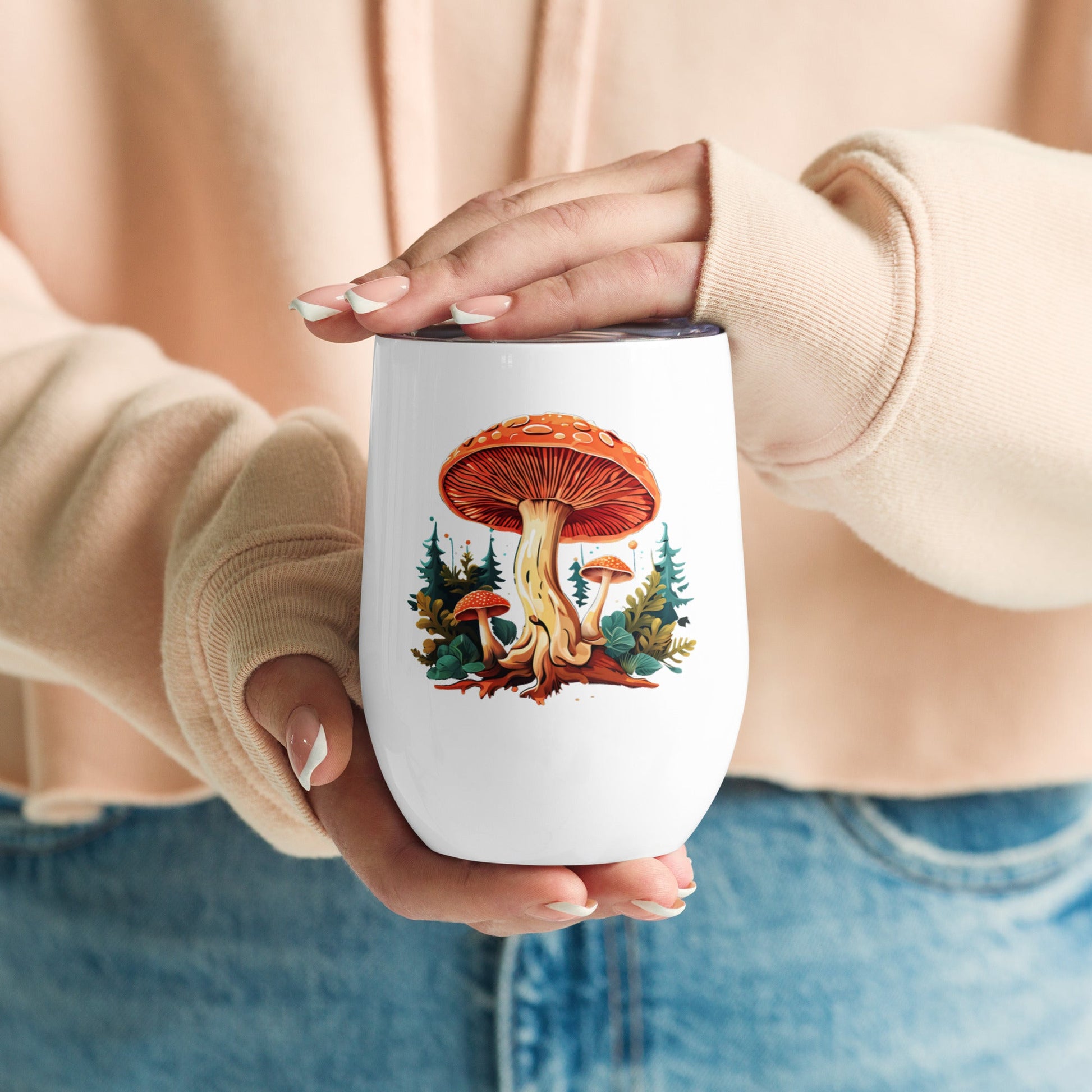 Mushrooms In The Forest Stainless Steel Wine Tumbler - Tumblers - Discovery Co.