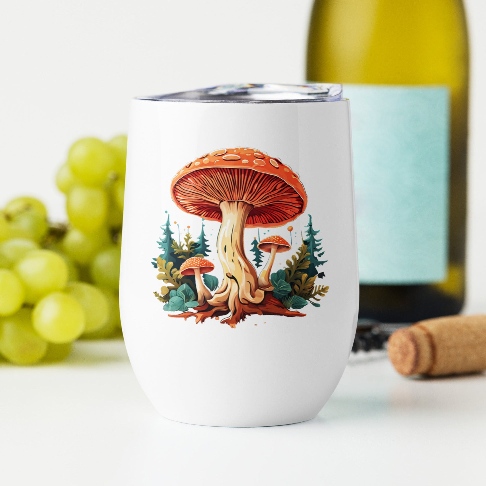 Mushrooms In The Forest Stainless Steel Wine Tumbler - Tumblers - Discovery Co.