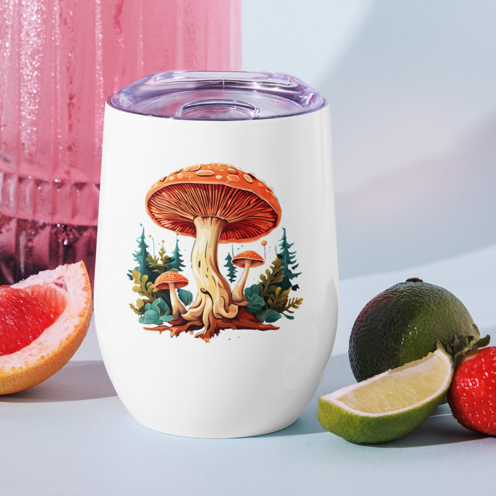 Mushrooms In The Forest Stainless Steel Wine Tumbler - Tumblers - Discovery Co.