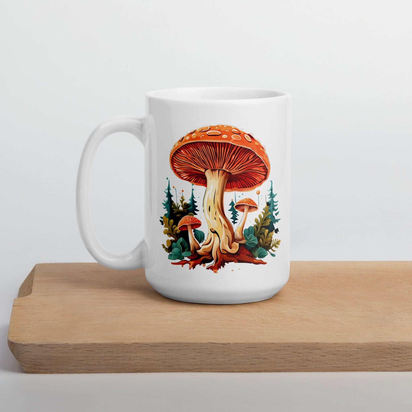 Mushrooms In The Forest White Glossy Mug (11 oz, 15 oz, and 20 oz) - Mugs - Discovery Co.