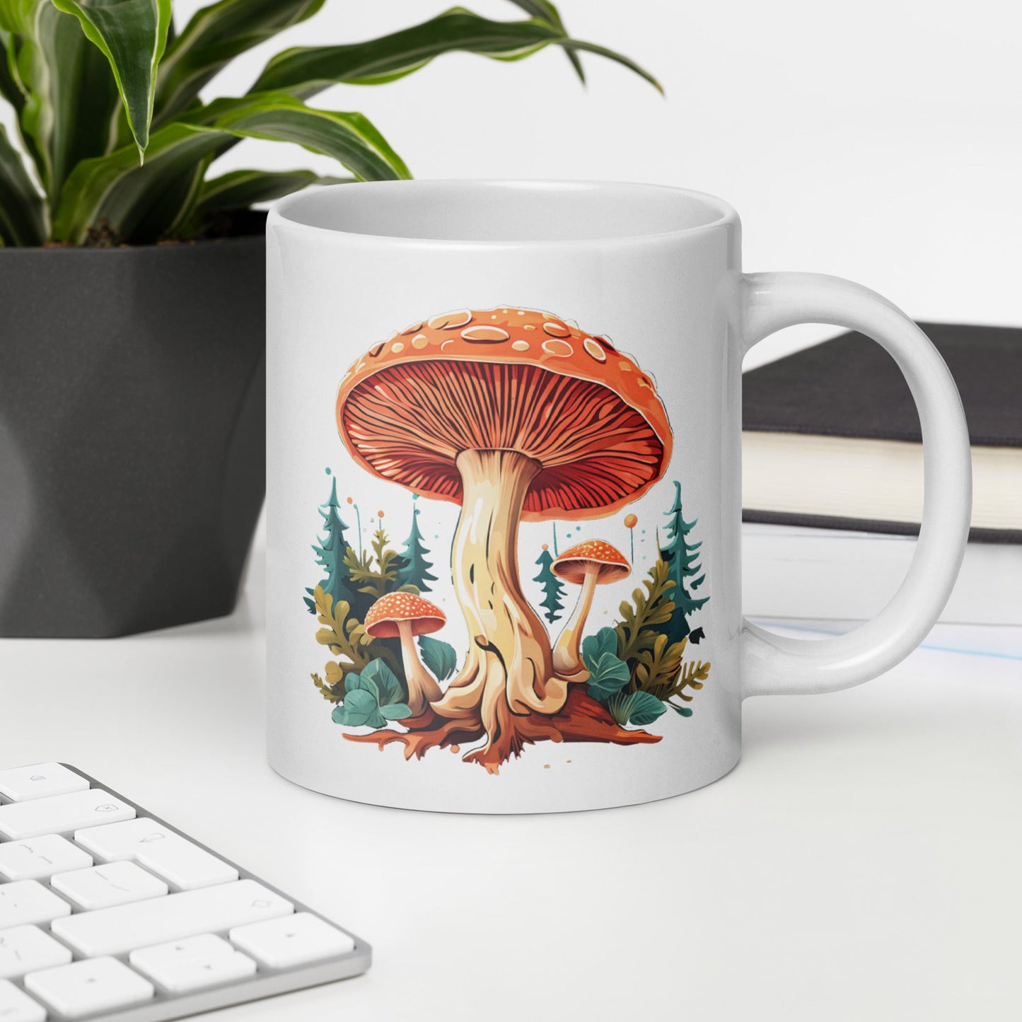 Mushrooms In The Forest White Glossy Mug (11 oz, 15 oz, and 20 oz) - Mugs - Discovery Co.