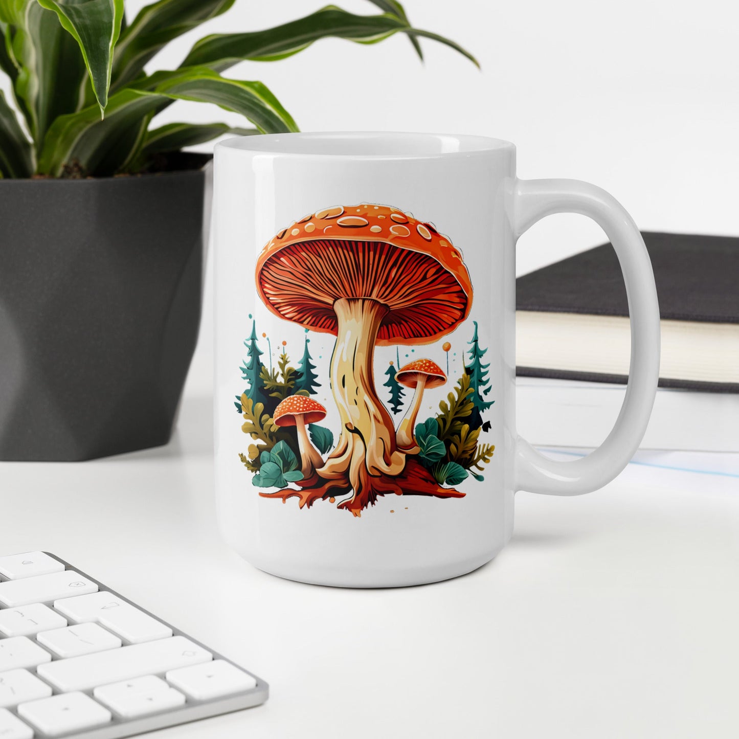 Mushrooms In The Forest White Glossy Mug (11 oz, 15 oz, and 20 oz) - Mugs - Discovery Co.