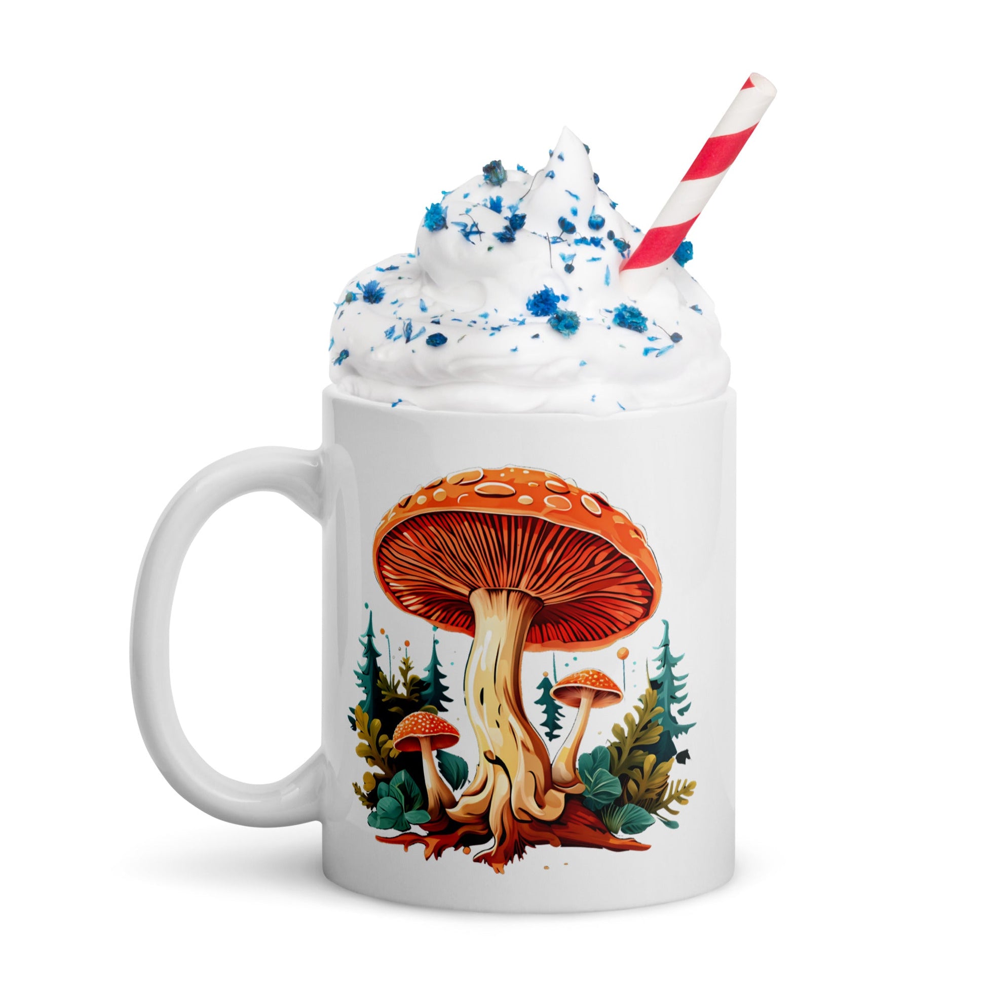 Mushrooms In The Forest White Glossy Mug (11 oz, 15 oz, and 20 oz) - Mugs - Discovery Co.