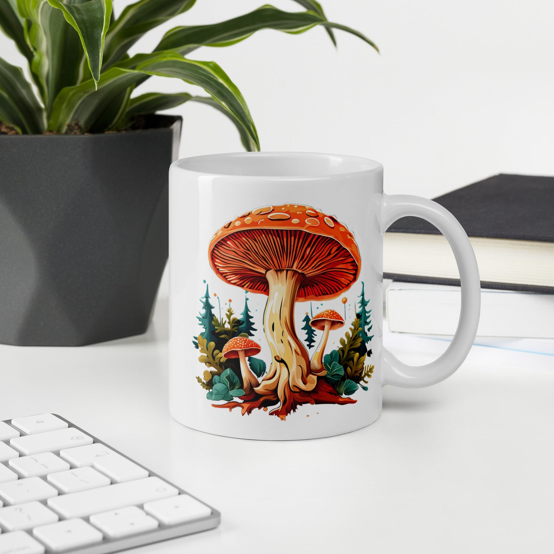 Mushrooms In The Forest White Glossy Mug (11 oz, 15 oz, and 20 oz) - Mugs - Discovery Co.