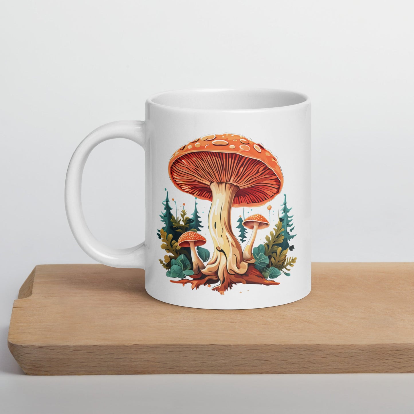 Mushrooms In The Forest White Glossy Mug (11 oz, 15 oz, and 20 oz) - Mugs - Discovery Co.