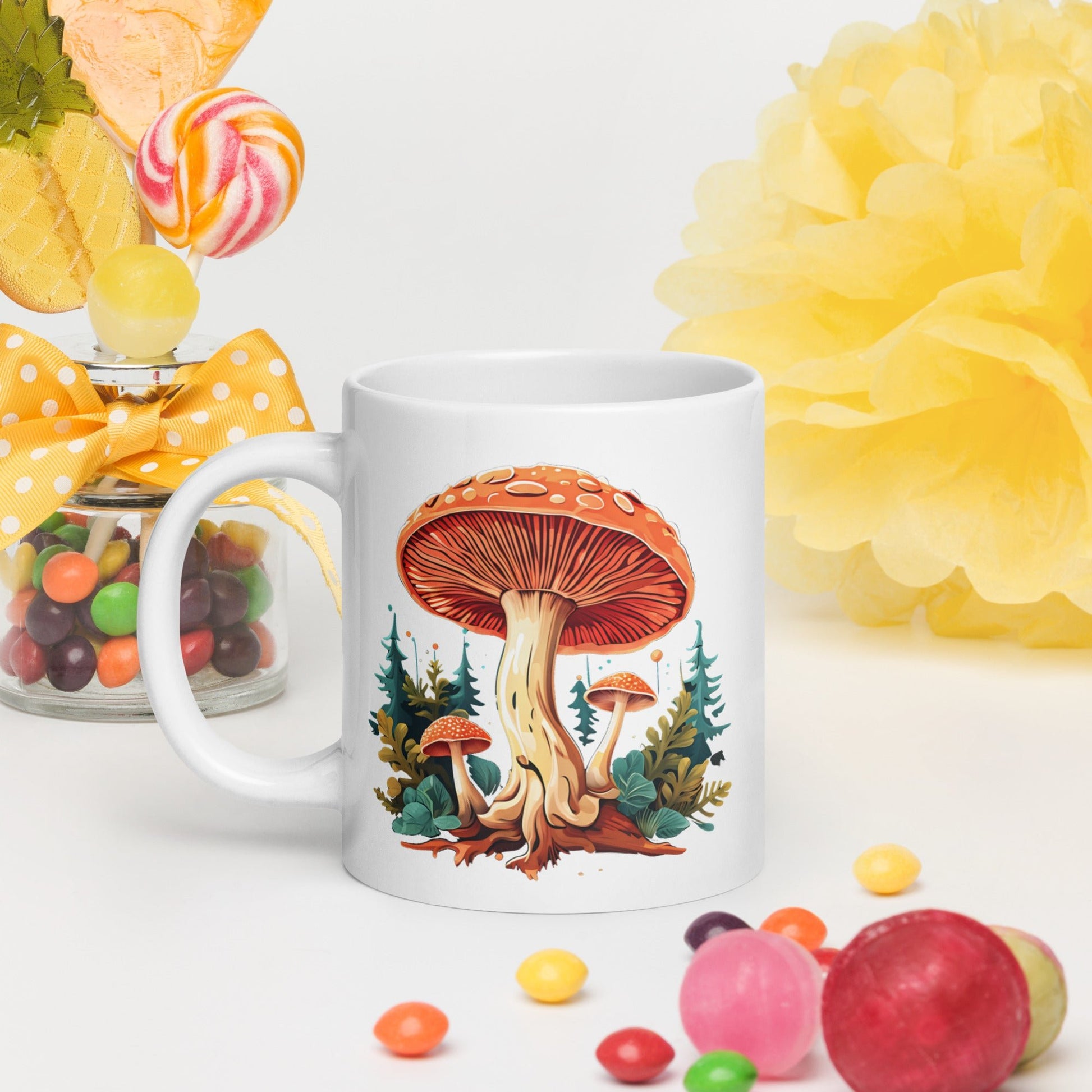 Mushrooms In The Forest White Glossy Mug (11 oz, 15 oz, and 20 oz) - Mugs - Discovery Co.