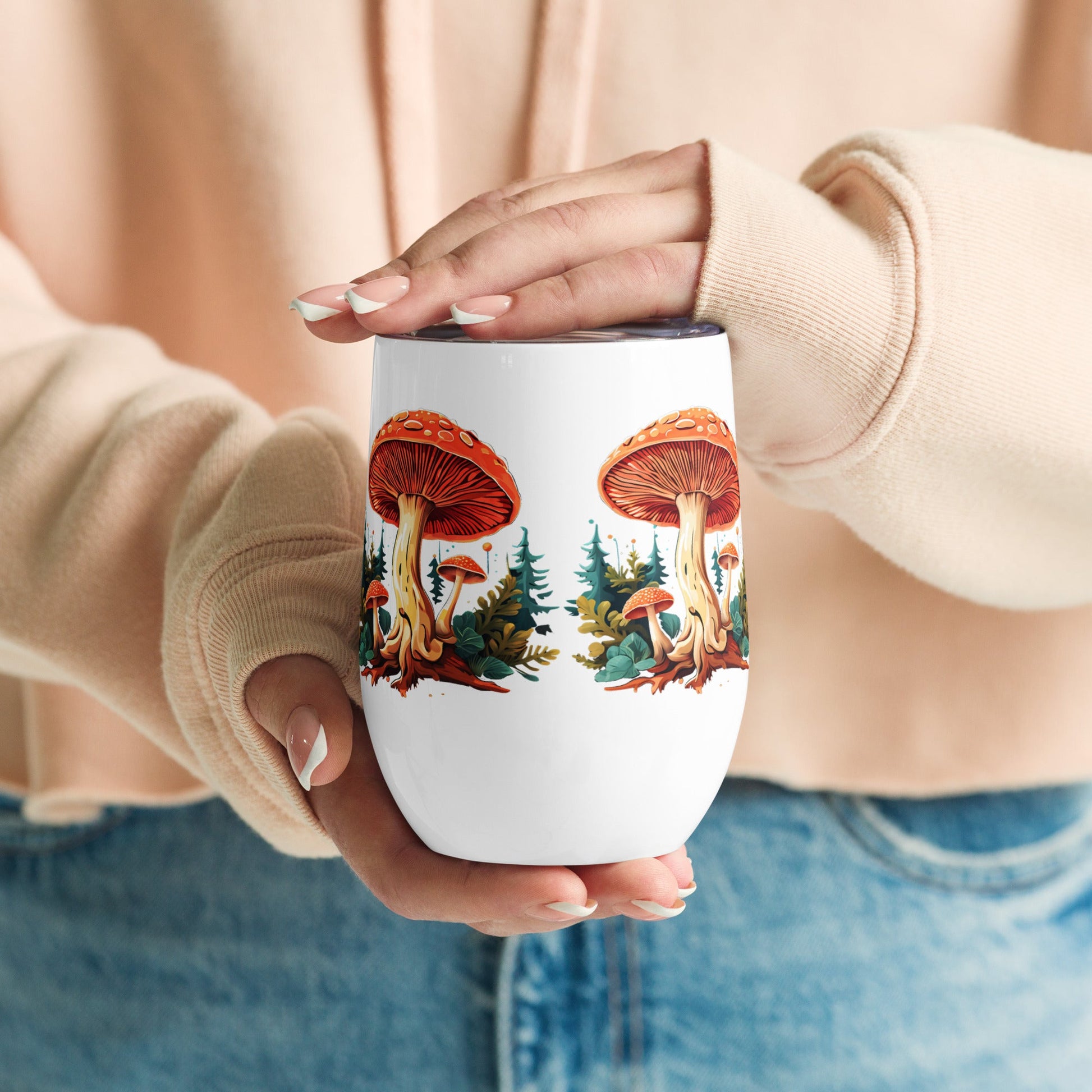 Mushrooms In The Forest Wine Tumbler - Tumblers - Discovery Co.