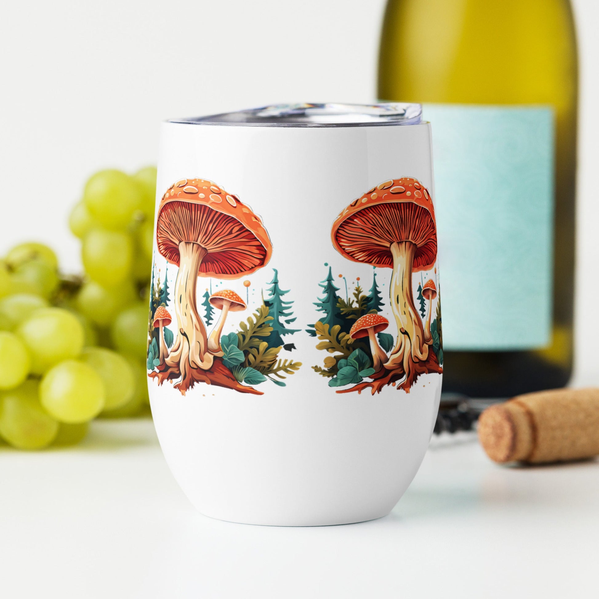 Mushrooms In The Forest Wine Tumbler - Tumblers - Discovery Co.