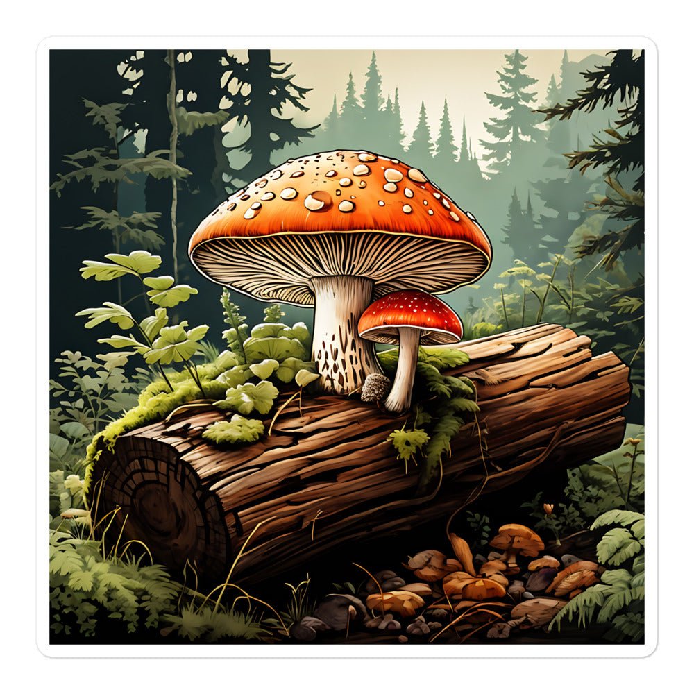 Mushrooms On A Log Bubble-free stickers - Stickers - Discovery Co.