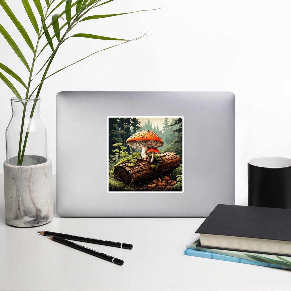 Mushrooms On A Log Bubble - free Stickers - Stickers - Discovery Co.