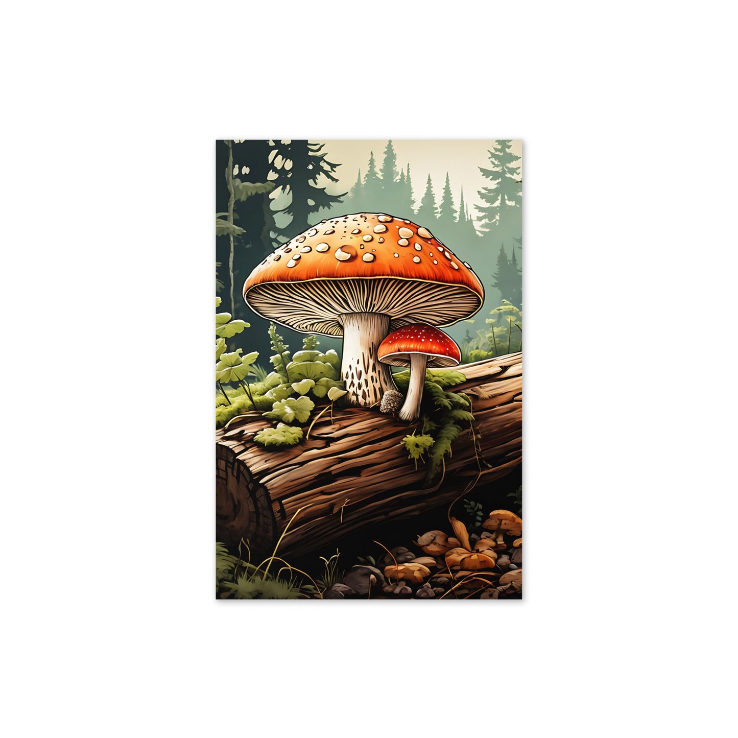 Mushrooms On A Log Greeting Card - Greeting Card - Discovery Co.