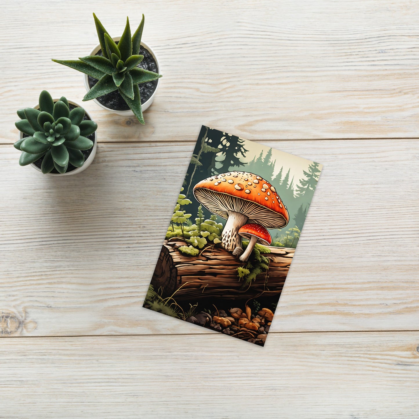 Mushrooms On A Log Greeting Card - Greeting Card - Discovery Co.