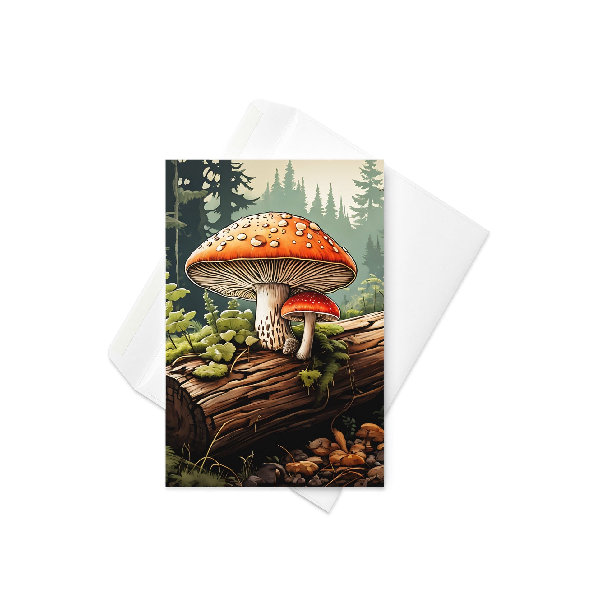 Mushrooms On A Log Greeting Card - Greeting Card - Discovery Co.