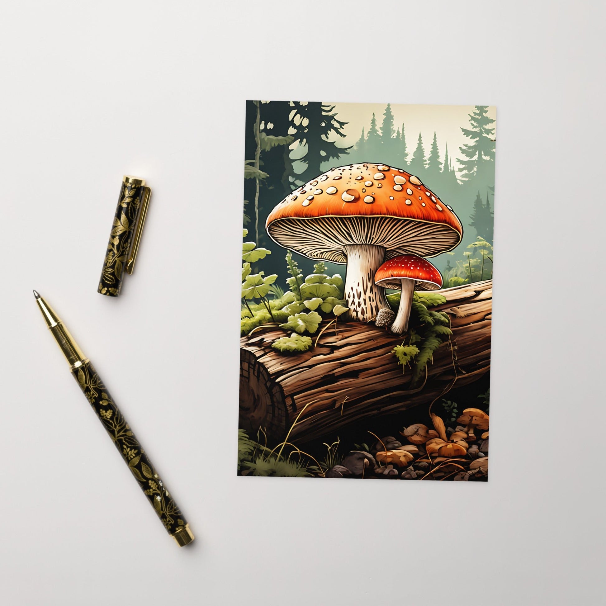 Mushrooms On A Log Greeting Card - Greeting Card - Discovery Co.