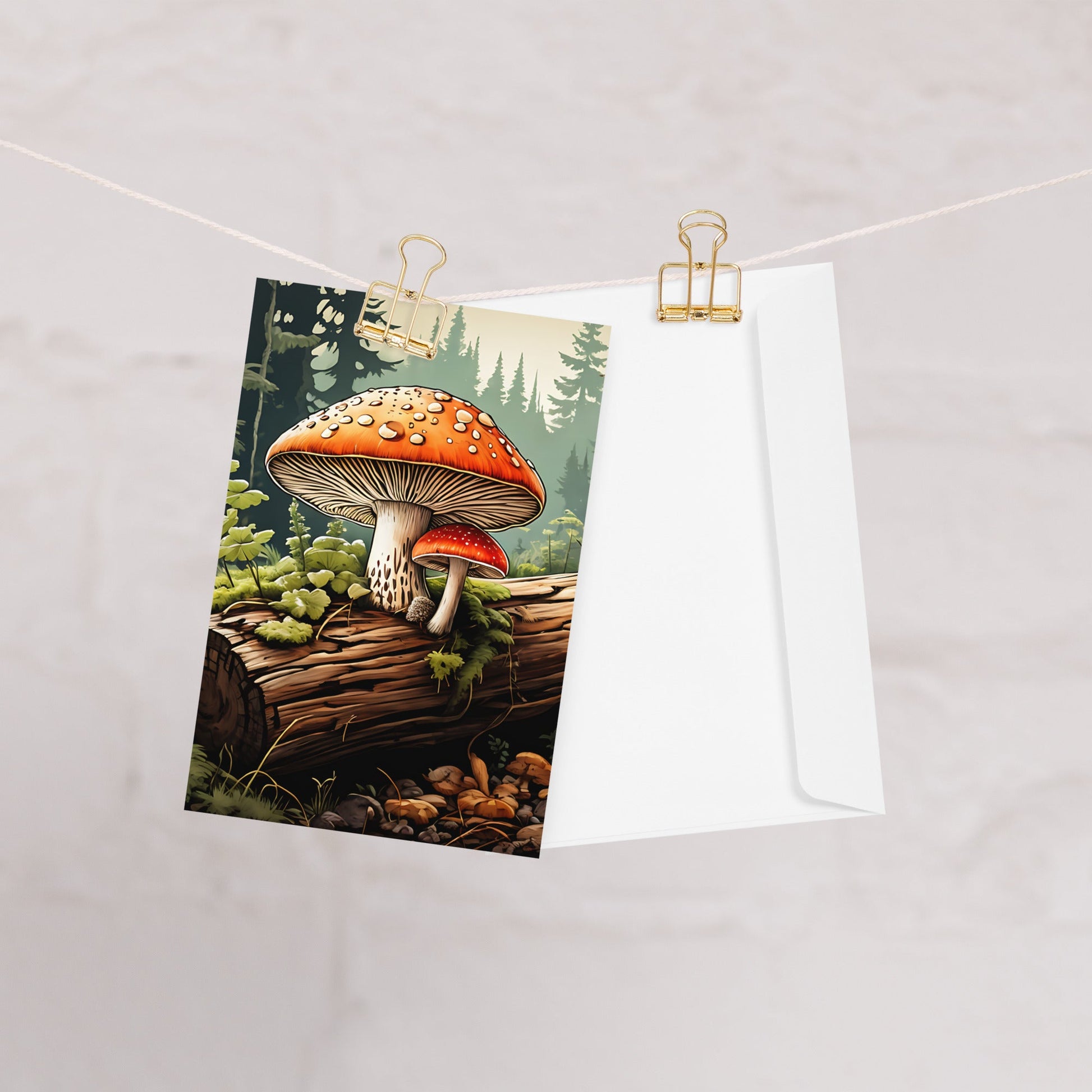 Mushrooms On A Log Greeting Card - Greeting Card - Discovery Co.