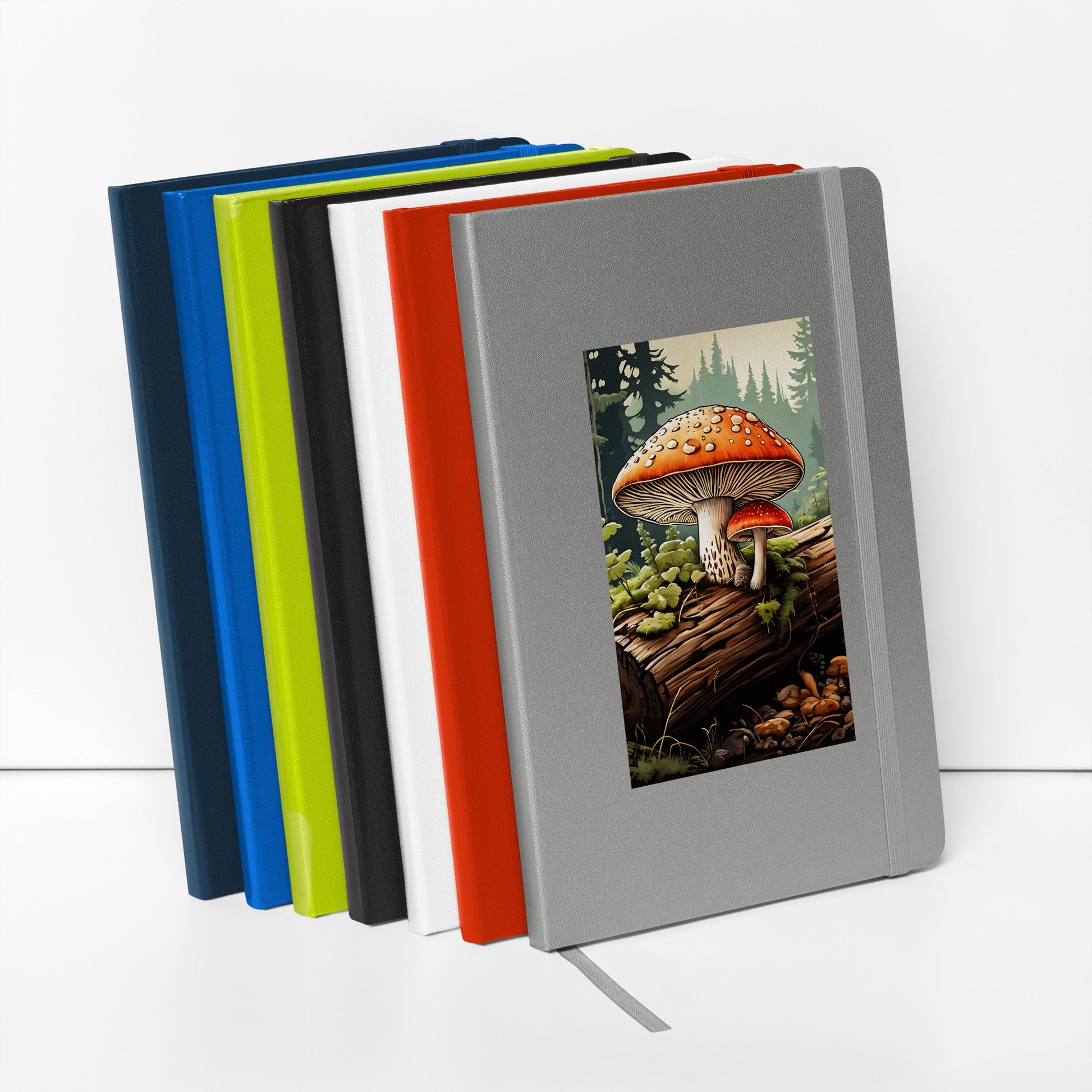 Mushrooms On A Log Hardcover Bound Notebook - Hardcover Bound Notebooks - Discovery Co.