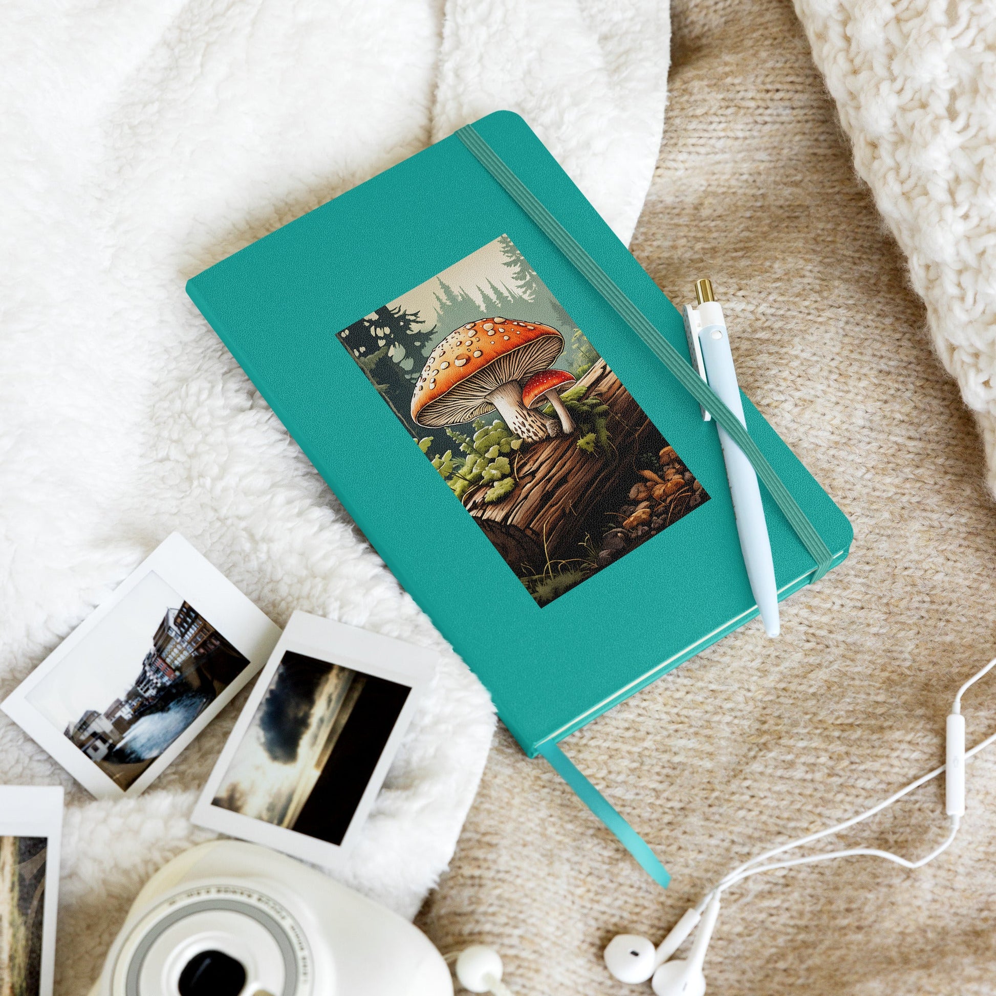 Mushrooms On A Log Hardcover Bound Notebook - Hardcover Bound Notebooks - Discovery Co.