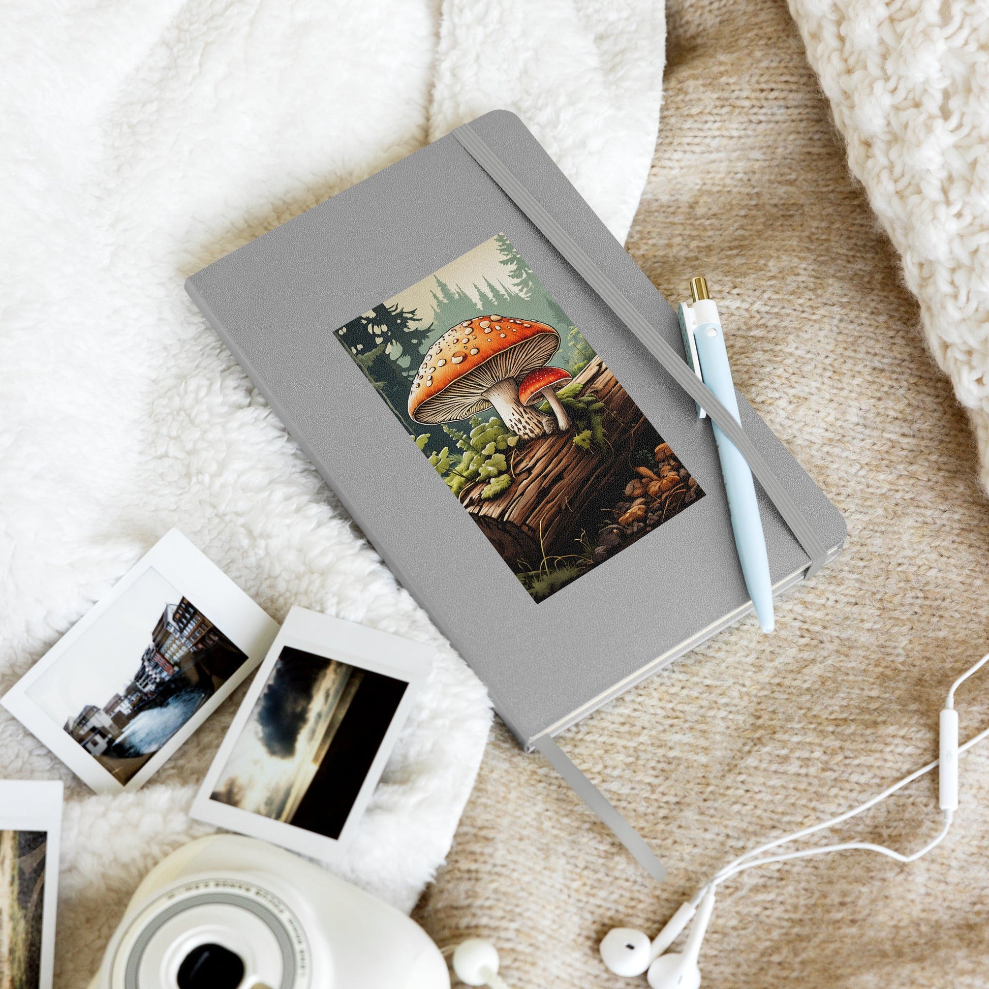 Mushrooms On A Log Hardcover Bound Notebook - Hardcover Bound Notebooks - Discovery Co.