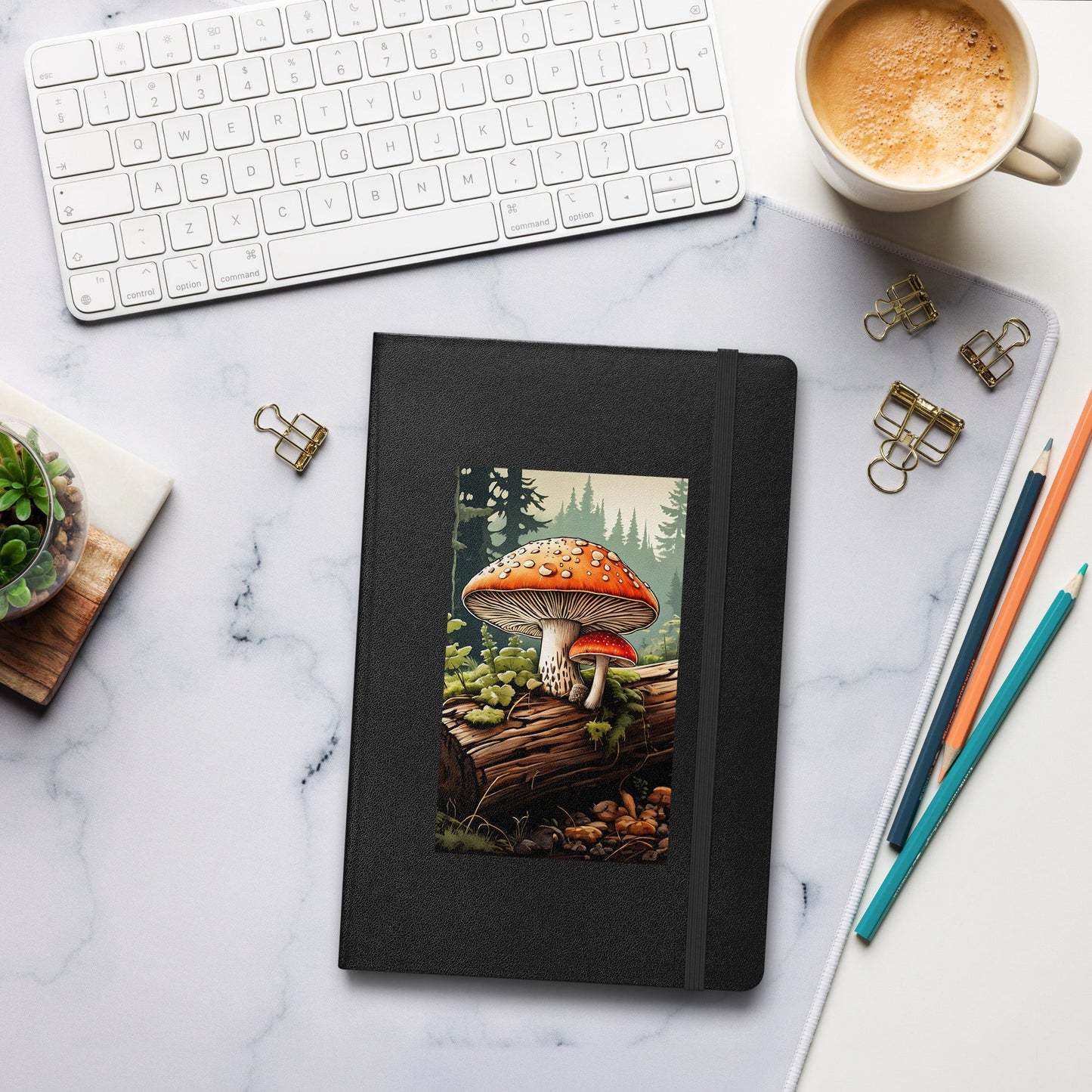 Mushrooms On A Log Hardcover Bound Notebook - Hardcover Bound Notebooks - Discovery Co.