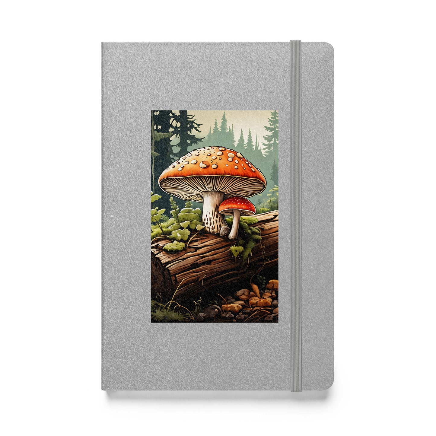 Mushrooms On A Log Hardcover Bound Notebook - Hardcover Bound Notebooks - Discovery Co.