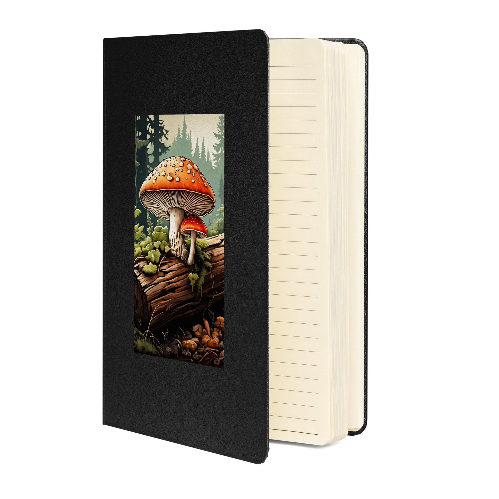 Mushrooms On A Log Hardcover Bound Notebook - Hardcover Bound Notebooks - Discovery Co.