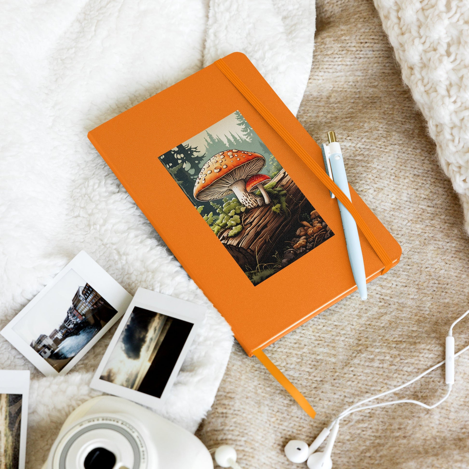 Mushrooms On A Log Hardcover Bound Notebook - Hardcover Bound Notebooks - Discovery Co.