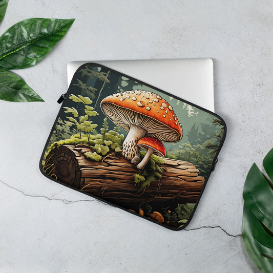 Mushrooms On A Log Laptop Sleeve - Laptop Cases - Discovery Co.