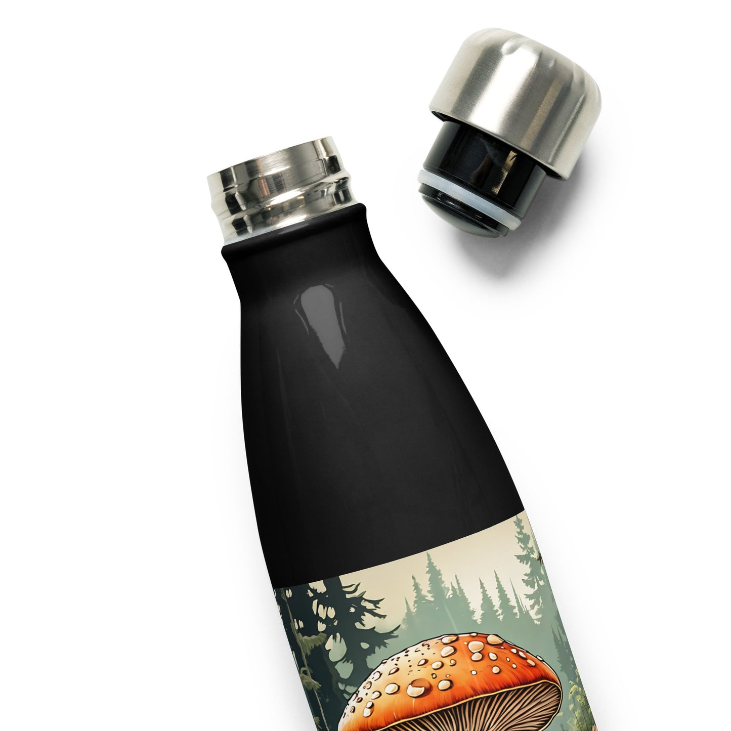 Mushrooms On A Log Stainless Steel Water Bottle - Stainless Steel Water Bottle - Discovery Co.