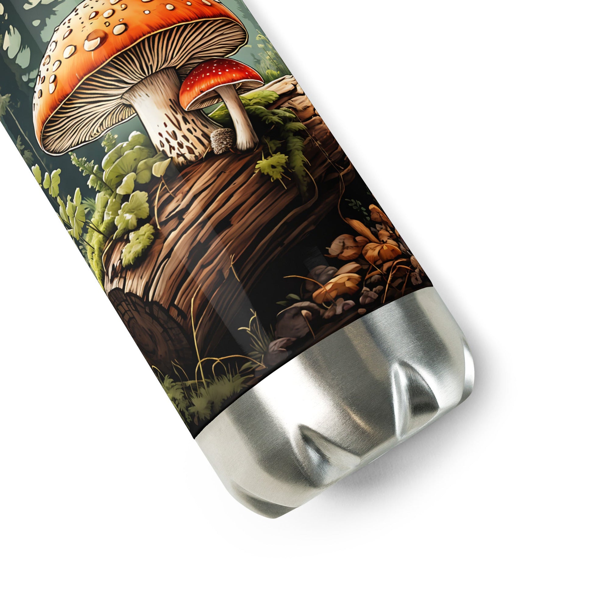 Mushrooms On A Log Stainless Steel Water Bottle - Stainless Steel Water Bottle - Discovery Co.