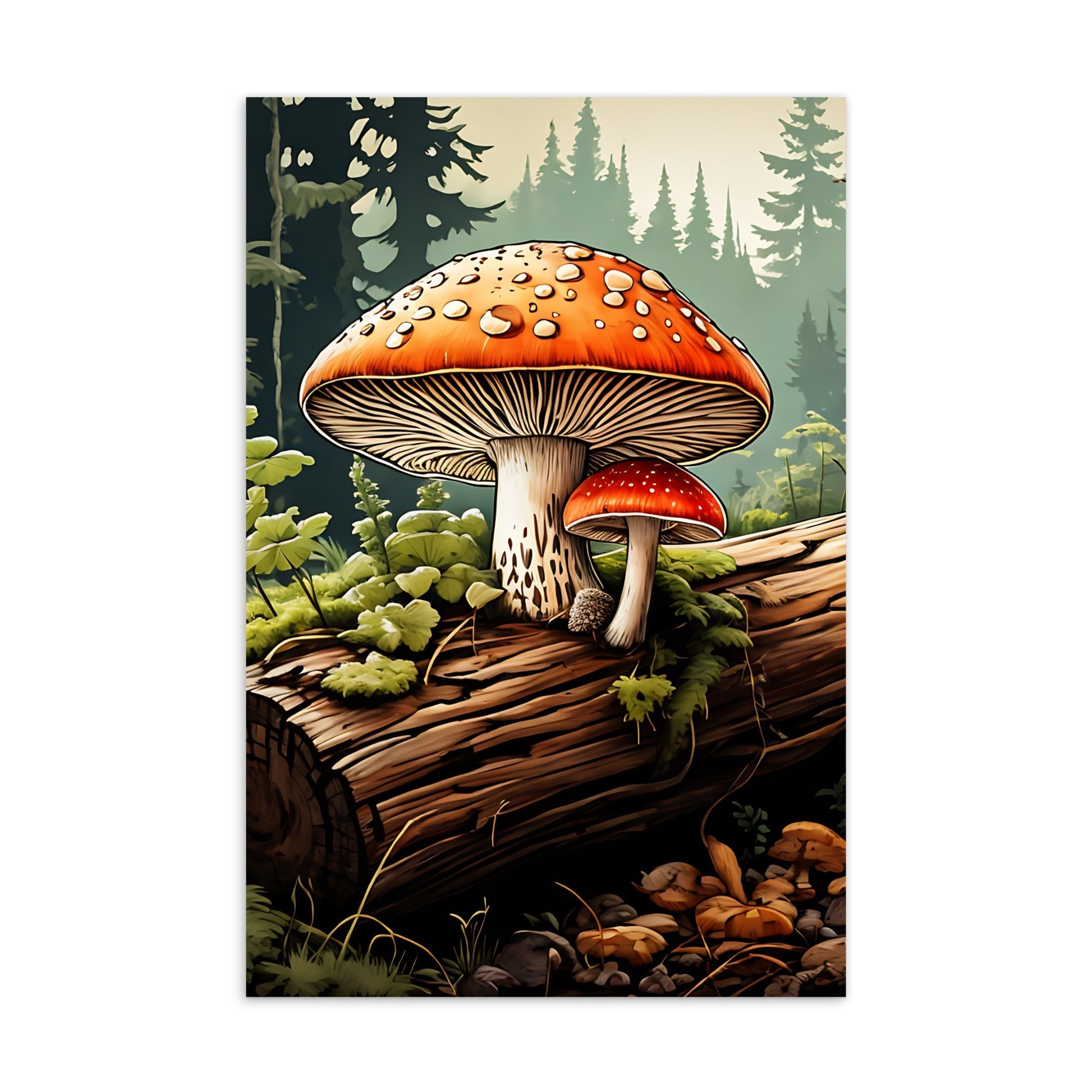 Mushrooms On A Log Standard Postcard - Post Cards - Discovery Co.