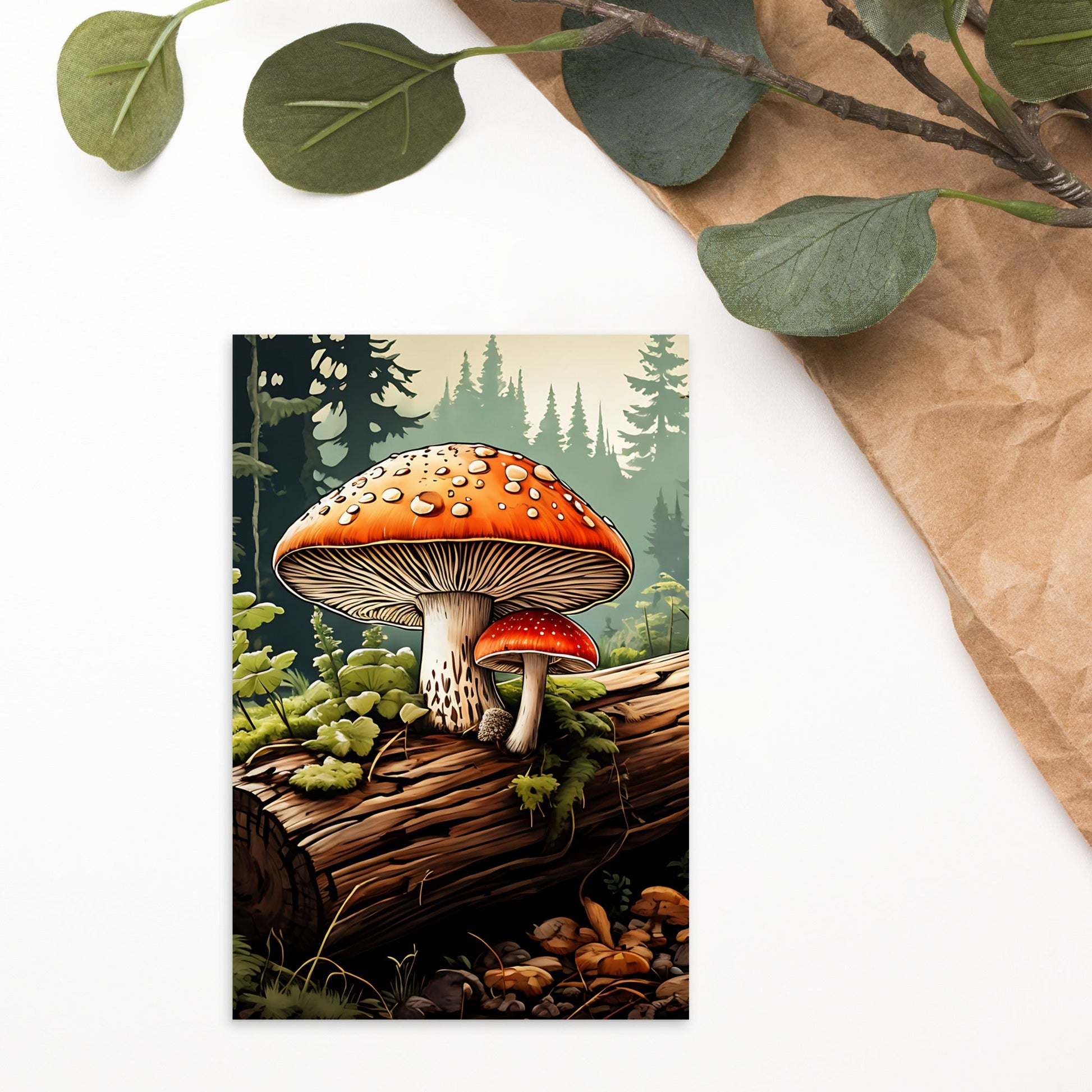 Mushrooms On A Log Standard Postcard - Post Cards - Discovery Co.