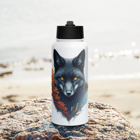 Mystic Fox Stainless Steel Water Bottle With Straw Lid - Stainless Steel Water Bottle With Straw Lid - Discovery Co.
