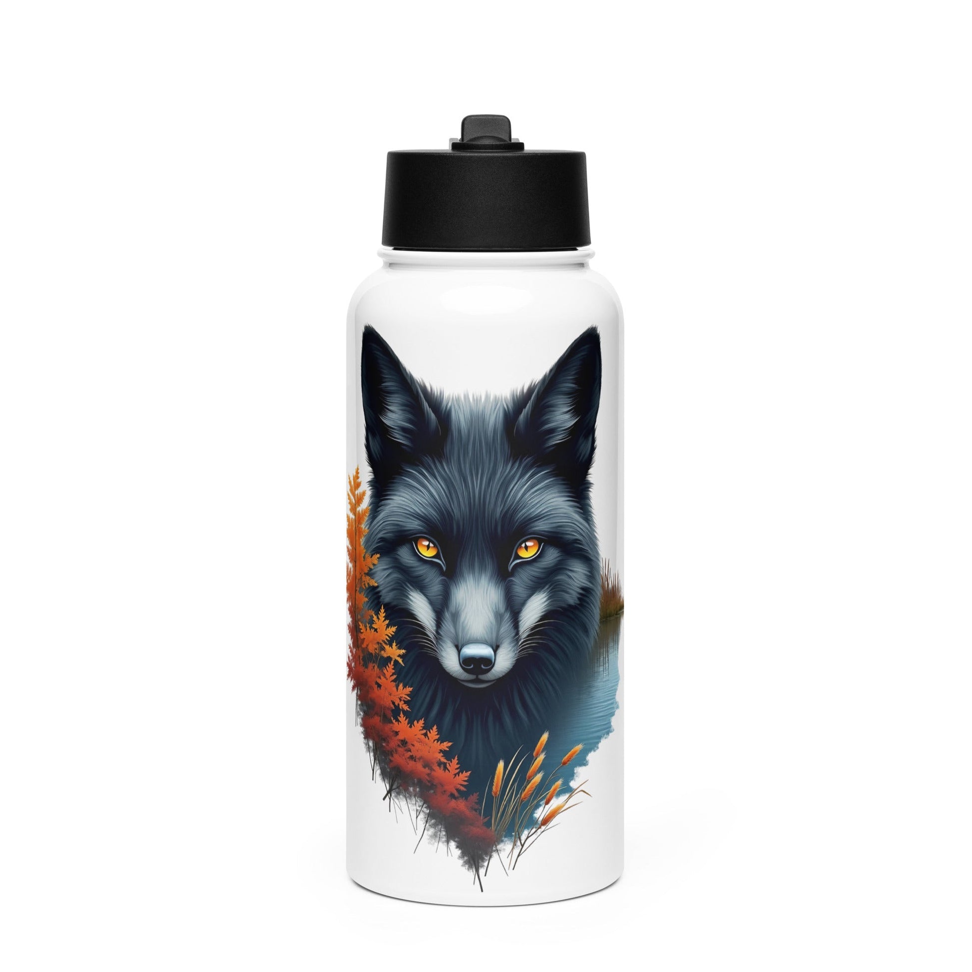 Mystic Fox Stainless Steel Water Bottle With Straw Lid - Stainless Steel Water Bottle With Straw Lid - Discovery Co.