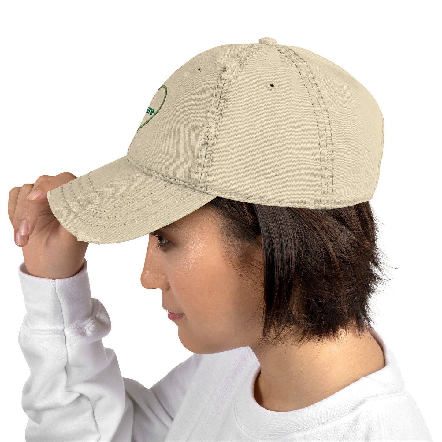 #Nature Green Heart Distressed Hat - Hats - Discovery Co.