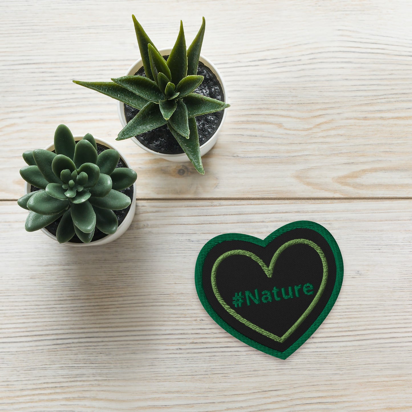 #Nature Green Heart Embroidered Patches - Embroidered Patches - Discovery Co.