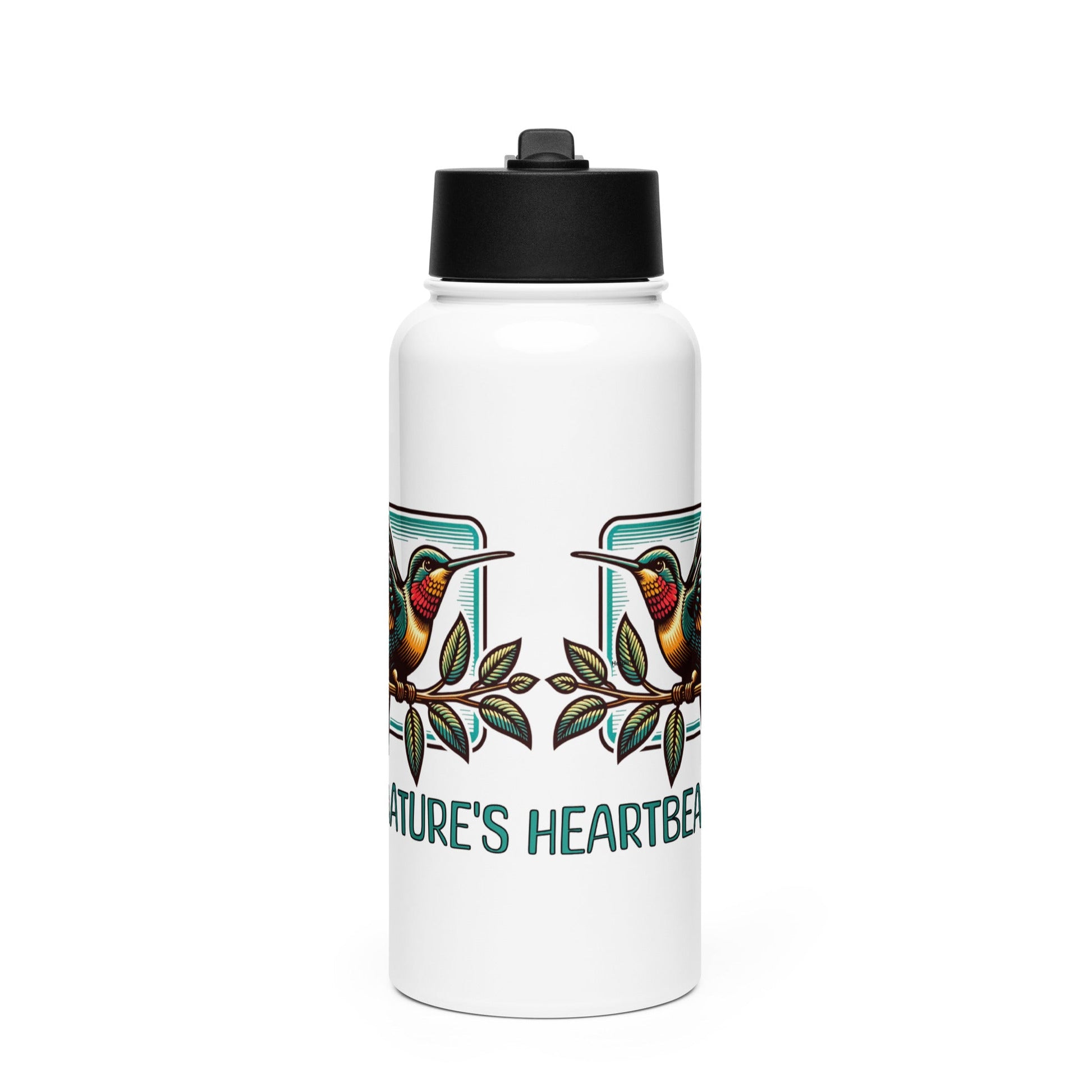 Nature's Heartbeat Stainless Steel Water Bottle With Straw Lid - Stainless Steel Water Bottle With Straw Lid - Discovery Co.
