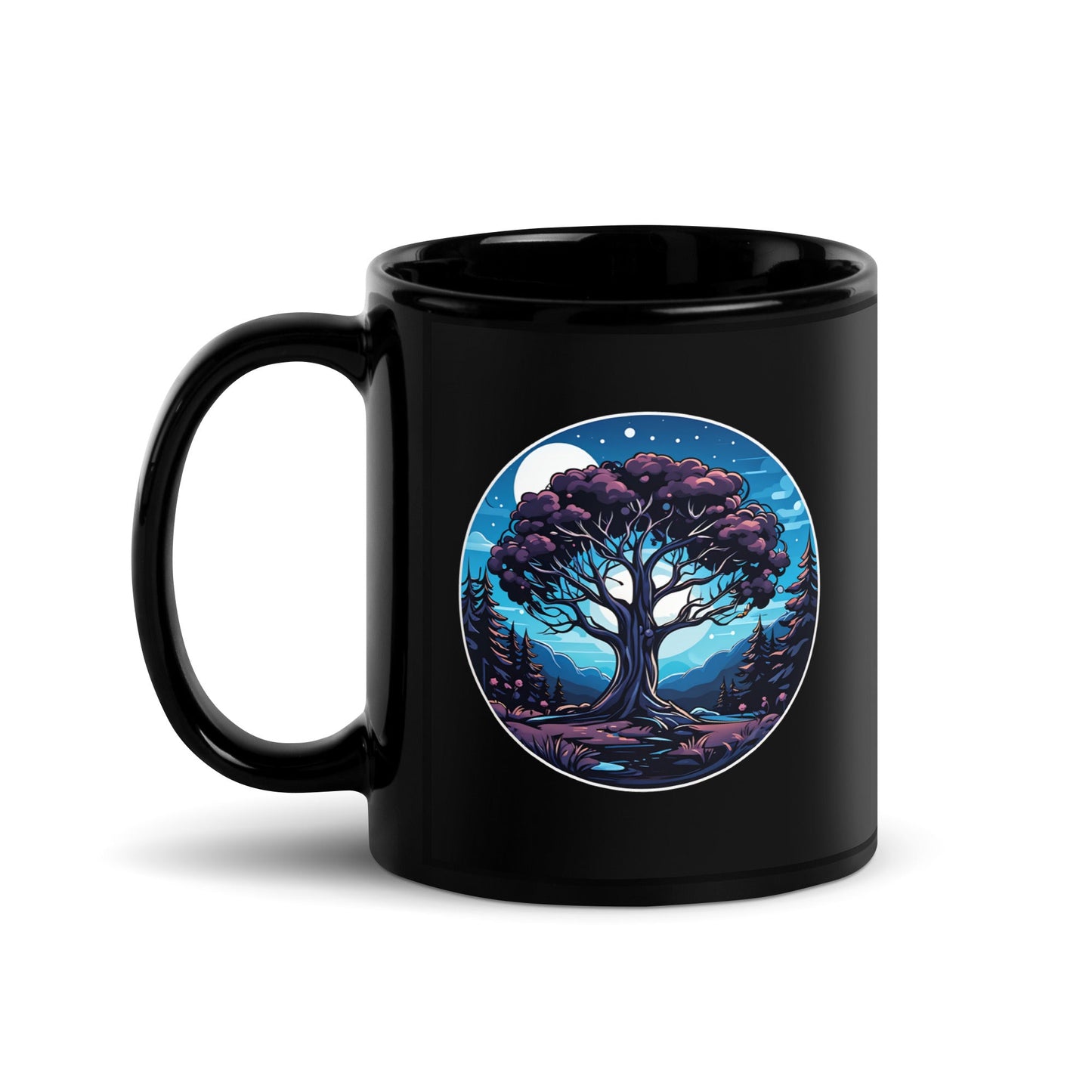 Night Tree Black Glossy Mug (11 oz) - Mugs - Discovery Co.