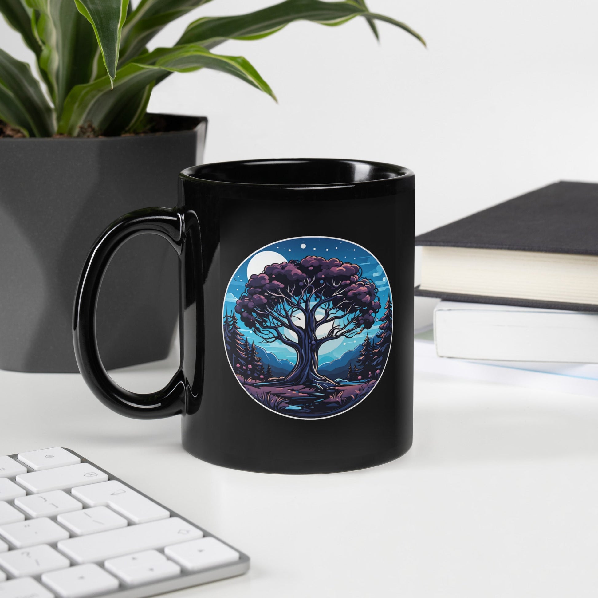 Night Tree Black Glossy Mug (11 oz) - Mugs - Discovery Co.